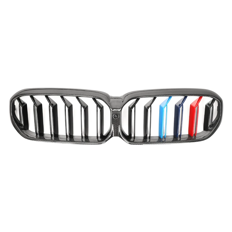 Factory G30 F90 Carbon Fiber M Color Double Slat Grilles Auto Front Bumper Grille For BMW 5 Series G30 G38 M5 F90 LCI 2021 2022