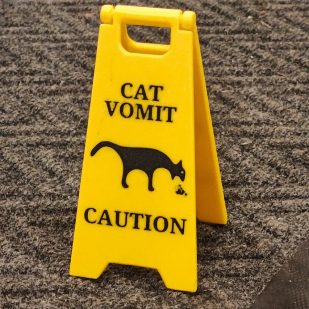 Cat Vomit Sign Funny Creative Caution Sign Beyond Here There Be Dragons Warning Sign Decor Novelty Desk Decoration Cute Gag Gift