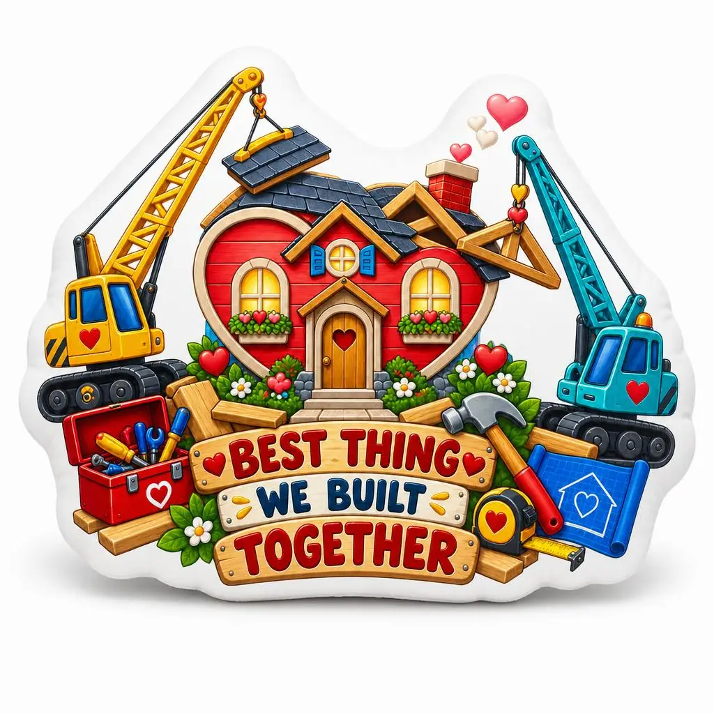Best Thing We Built Together Pillow Construction Love Anniversary Gift Heart House Irregular Stuffed Throw Cushion Home Decor