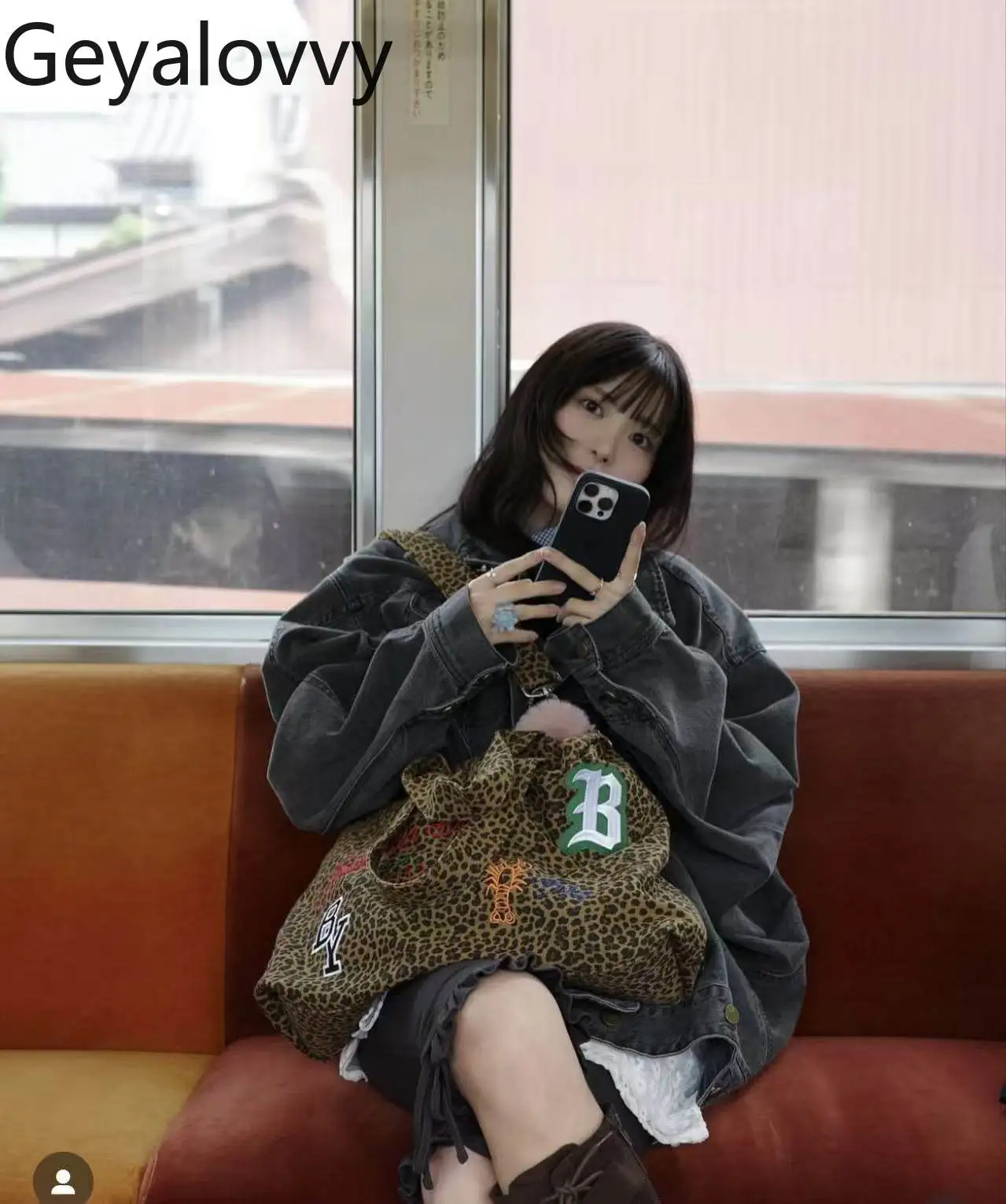 

Японская сумка-тоут с леопардовым принтом и вышивкой, зимняя новая очень большая вместительная сумка для покупок, женский рюкзак