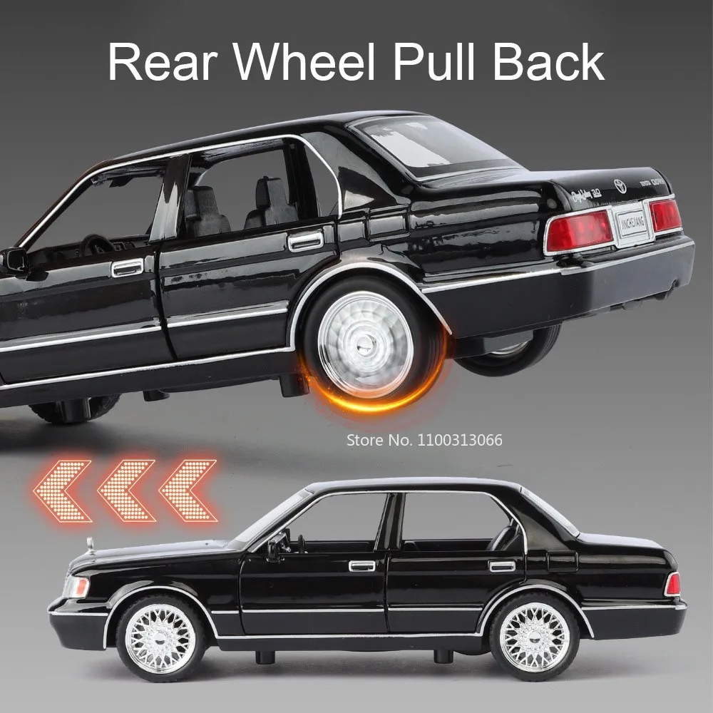 1:32 Crown Miniature Models Cars Alloy Diecast Toys Rubber Tires with Light Music Vehicles Wheel Pull Back Car Child Adult Gifts