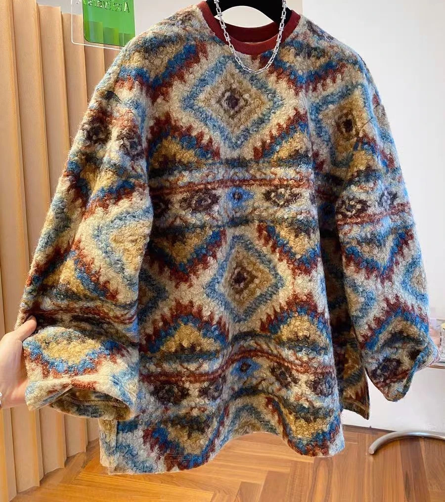 

Women's Autumn and Winter 2025 New Loose Retro Pullover Sweater for Hoodies