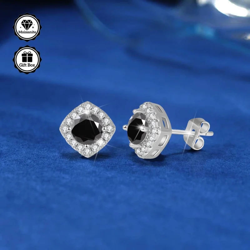 

Ювелирные изделия LAMVOICE для женщин/серьги-гвоздики с 1-каратным муассанитом, гипоаллергенные серьги, рождественский подарок, ювелирные изделия высокого качества