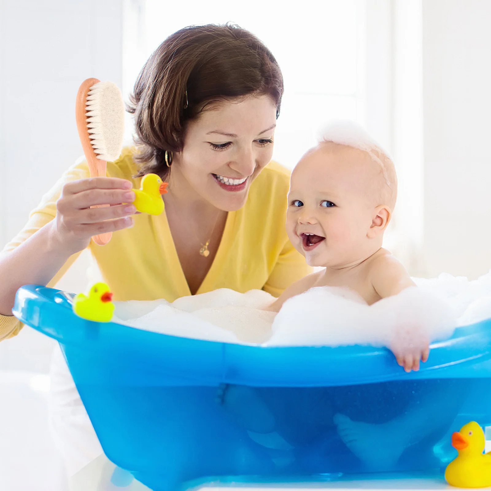 

1 шт., щетка для душа, щетка для ванны, деревянная ручка, мягкий скруббер для волос для взрослых, гладкая кожа, скруббер для спины