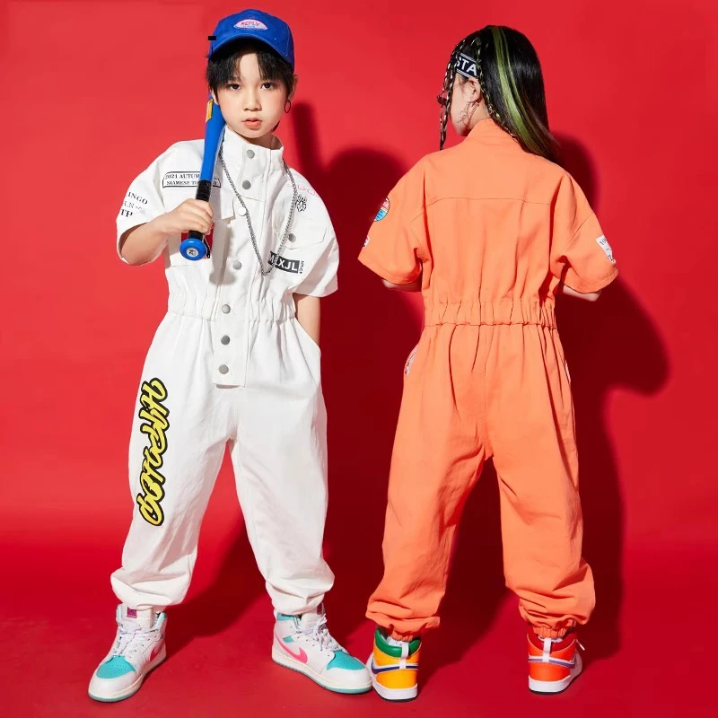 ملابس رقص الشوارع للأطفال بذلة للأولاد بدلة سباق هيب هوب بأكمام قصيرة للأطفال