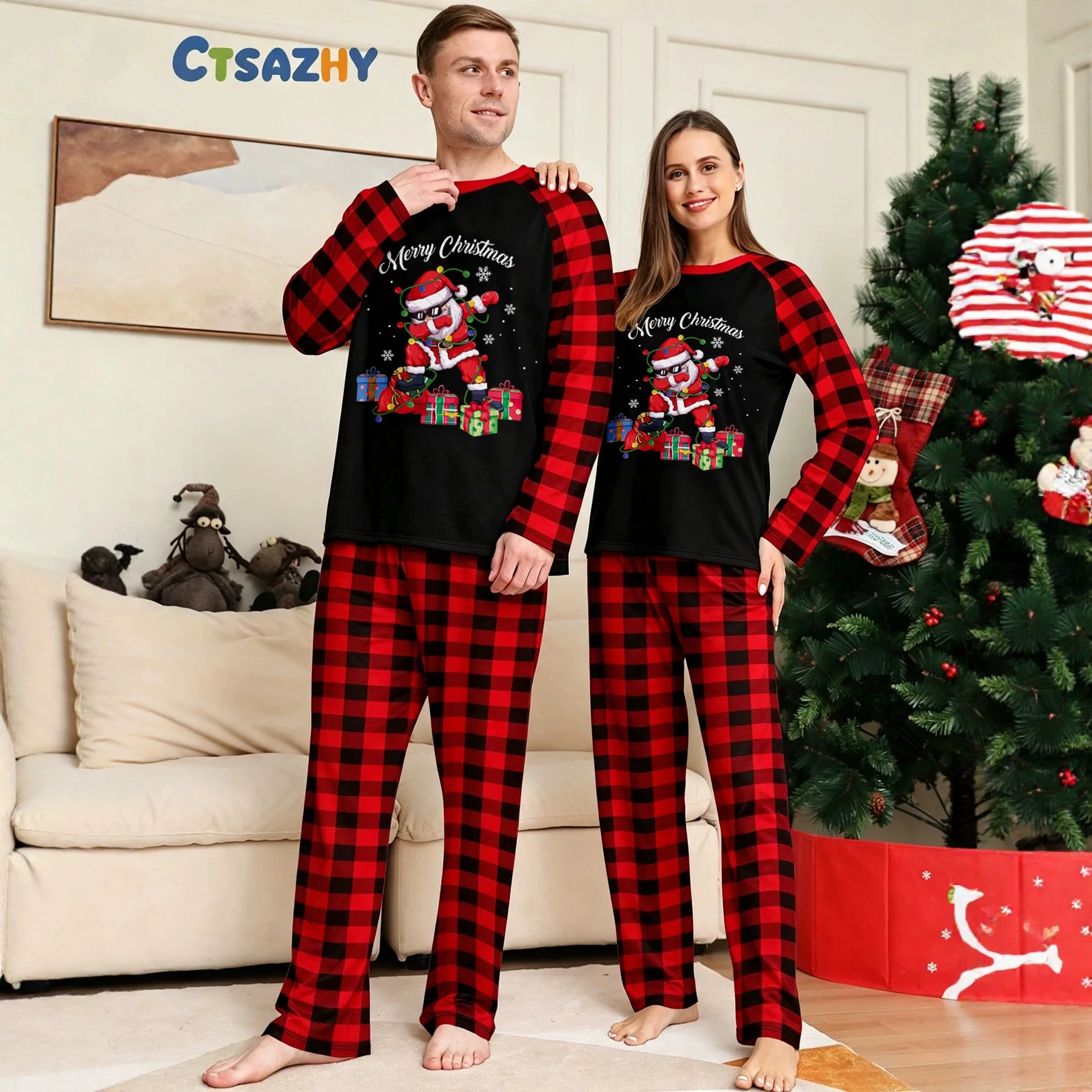 New Christmas Pajamas Matching Family Outfits Adult Kid Pajamas Clothes Set Baby Rompers Casual Sleepwear Xmas Family Look  123