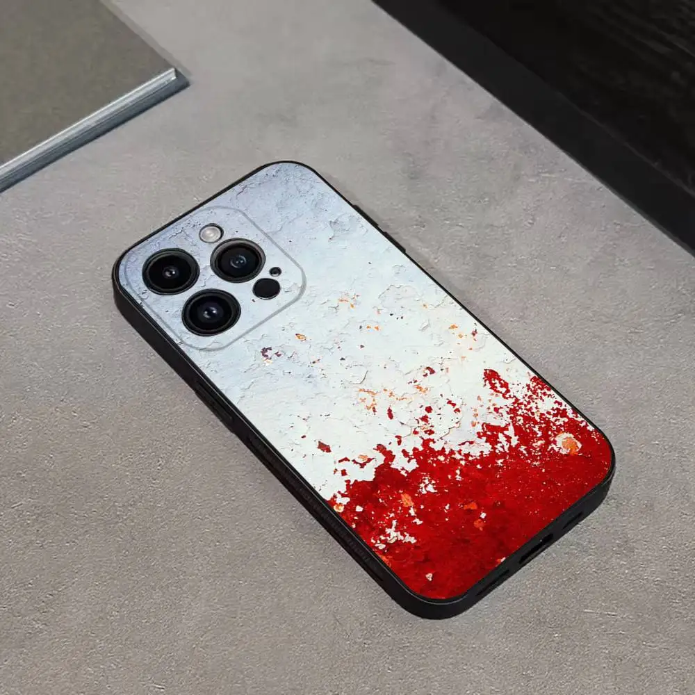 حافظة هاتف HALLOWEEN BLOODY SPLATTER لهاتف iPhone 17,16,15,14,13,12,11 Plus,Pro Max,XS,X,XR,SE,Mini,8,7,غطاء أسود من السيليكون الناعم