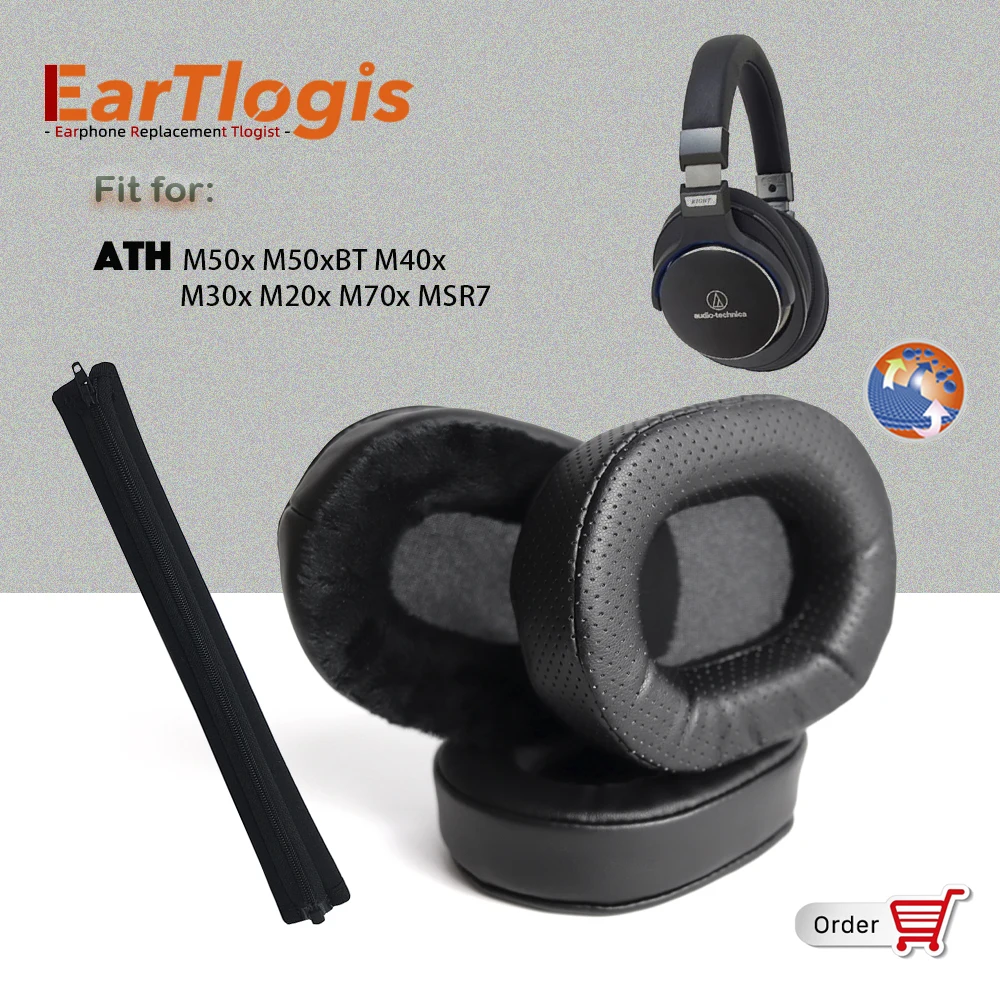 Сменные амбушюры и повязка на голову EarTlogis для ATH M50x M50xBT M40x M30x M20x M70x MSR7Parts, чехол для наушников, подушка, чашки, подушка
