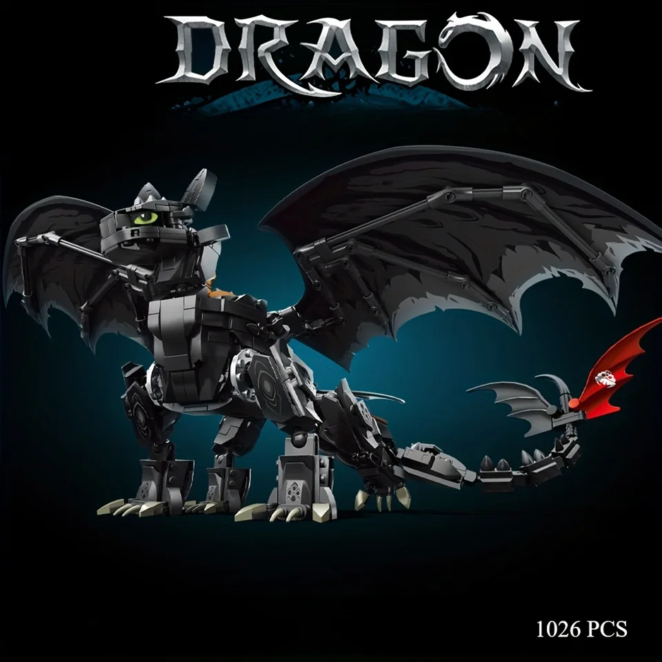 1026 PCS Mysterious Creature Dragon Model Puzzle Building Blocks