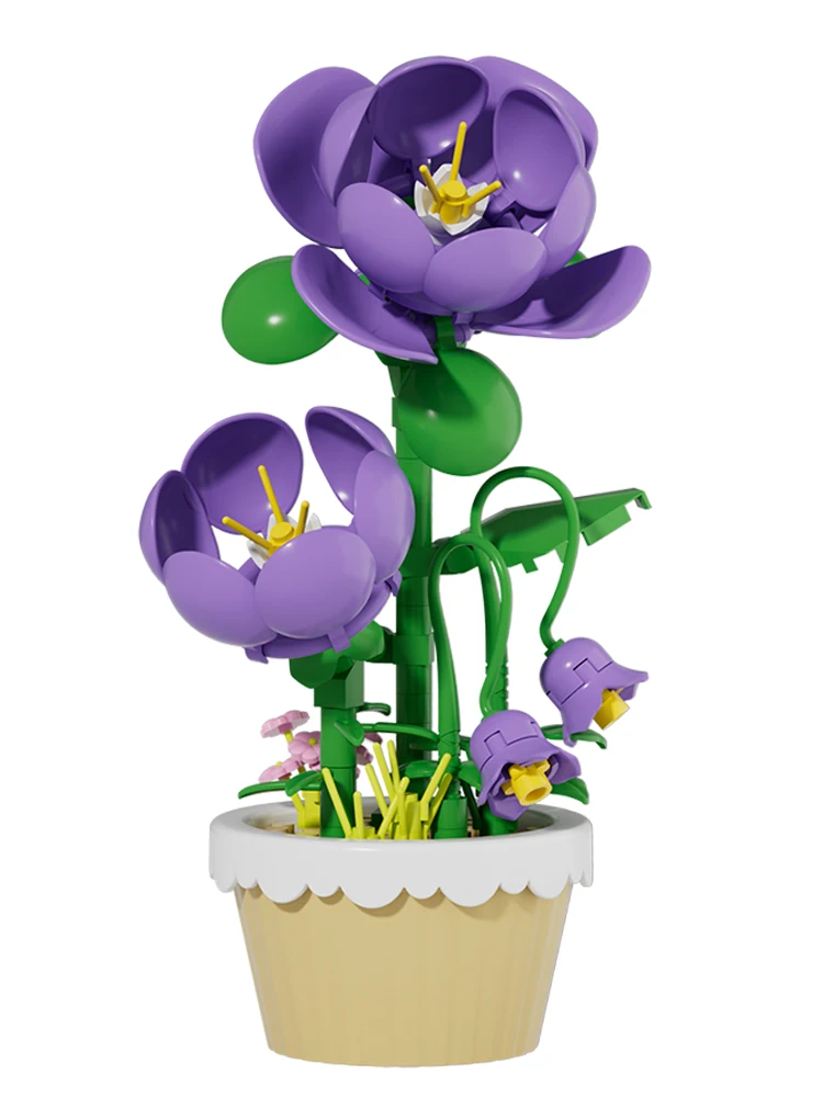 12 szt. Mini Klocki Konstrukcyjne Kwiaty Zabawki DIY Kolekcja Botaniczna Sztuczne Kwiaty z Doniczkami Zestaw Rękodzielniczy do Dekoracji Domu, Biura, Biurka (MZ-313 No Box) — Zdjęcie 2 z 2