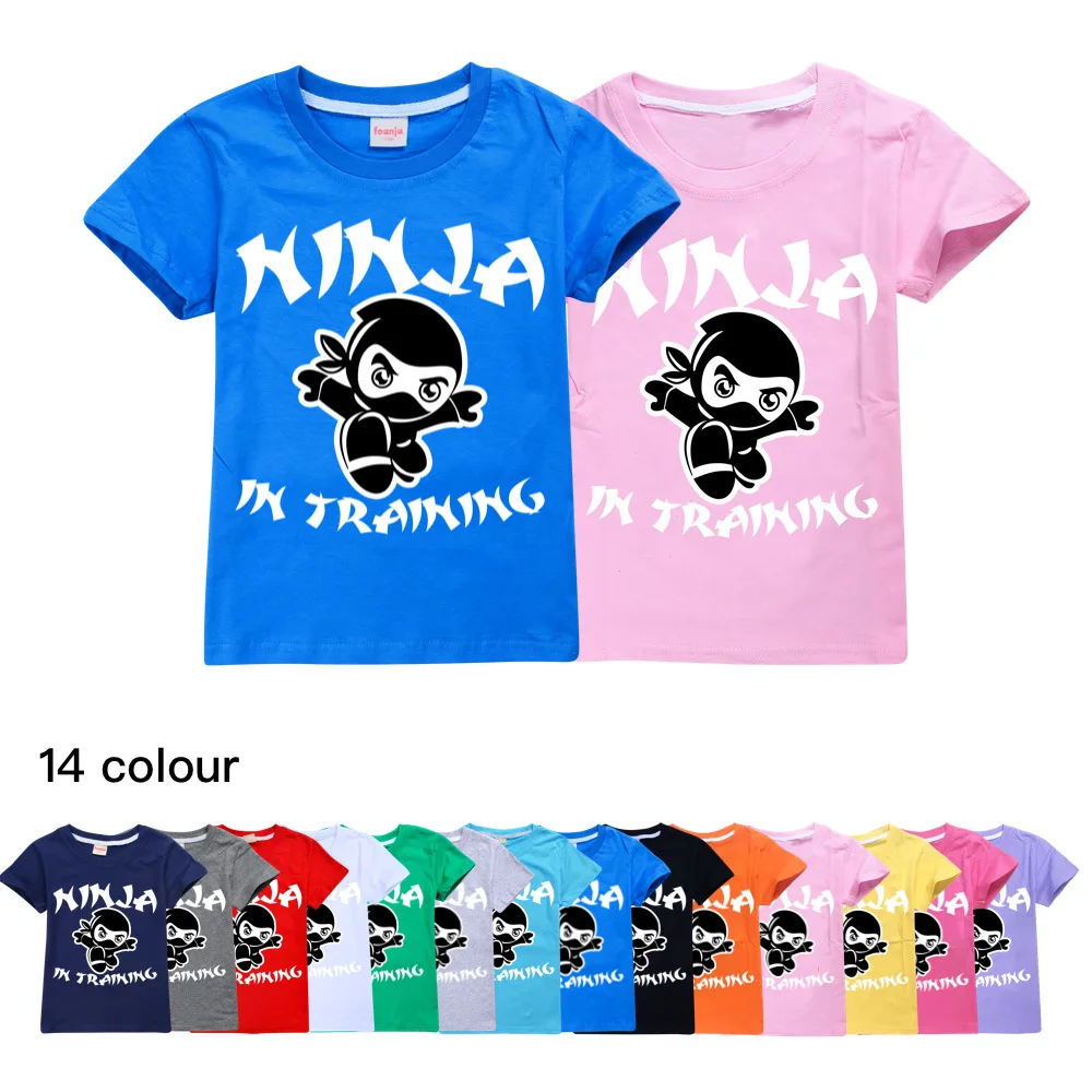 2024 NINJA KIDZ Boys T-shirt Girls T Shirt Summer Cotton Kids Tops Cartoon Graphic Tees Funny Harajuku Children O-neck Tshirt