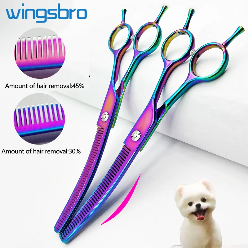 

Thinning Dog Grooming Scissor Curved Scissors ,Professional pet grooming Scissors Thinning Shears v-shape Scissor