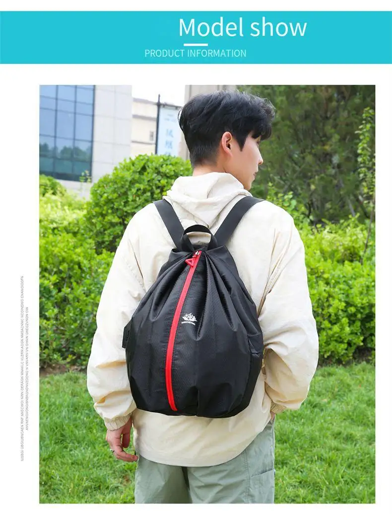 حقيبة جلدية عصرية قابلة للطي حقيبة ظهر رياضية للسفر في الهواء الطلق حقيبة كتف مزدوجة محمولة مقاومة للماء للمعيشة النشطة