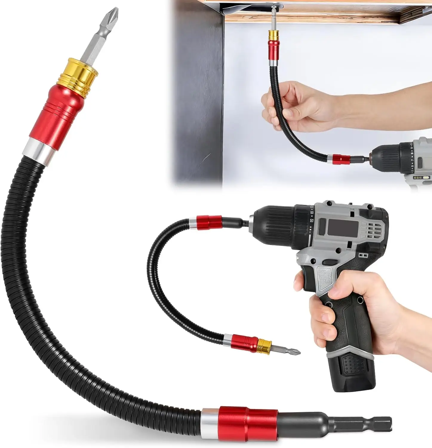 Flexible Drill Bit Extension, 1/4 Hex Shank Quick Change Flex Shaft Screwdriver Extension for Tight Spaces DIY Tool