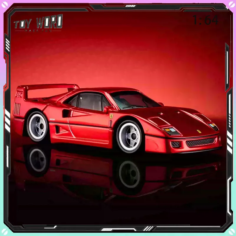 Original Hot Wheels Ferrari F40 Alloy Car Model RLC 1/64 Front and Rear Opening Chrome Red Red Ferrari Toy Ornament Collectible