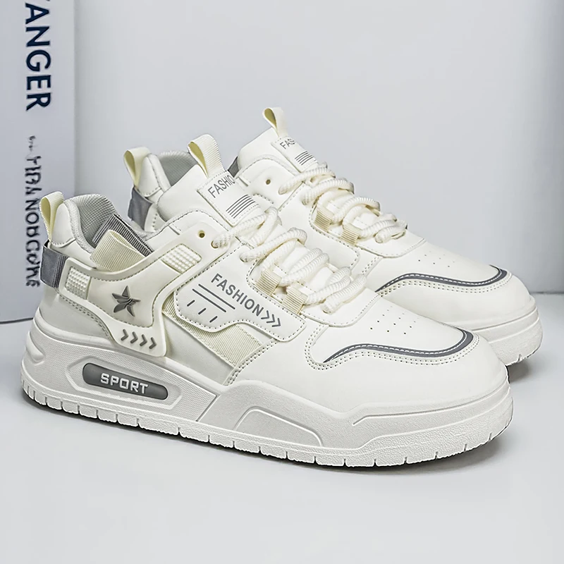 

2026 Men Fashion Chunky Platform Sneakers Black White Colorblock Casual Skate Shoes Non-slip for Streetwear Daily Wear Outdoor