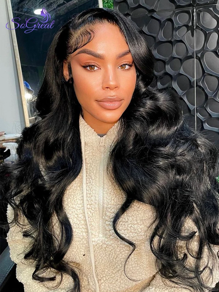 

200 Density Body Wave 13x4 HD Transparent Lace Front Human Hair Wigs Black 13x6 Lace Frontal Wigs 30 40 Inch PrePlucked Lace