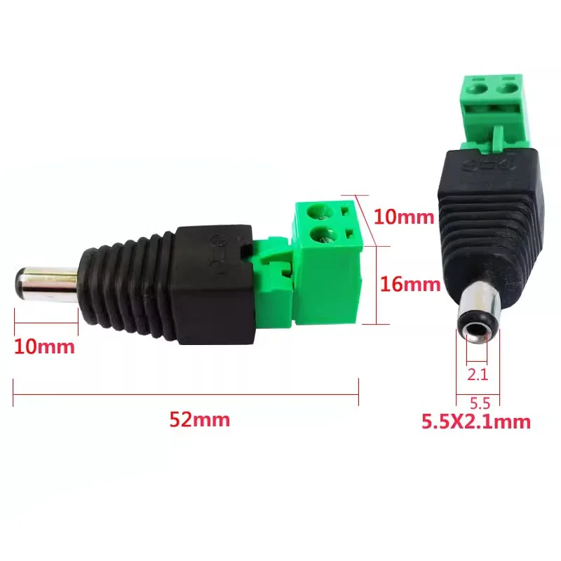 5/20/100PCS 2.1mm x 5.5mm DC Power Plug Connector 5.5*2.1mm Screw Fastening Type DC male Female Plug socket Adapter