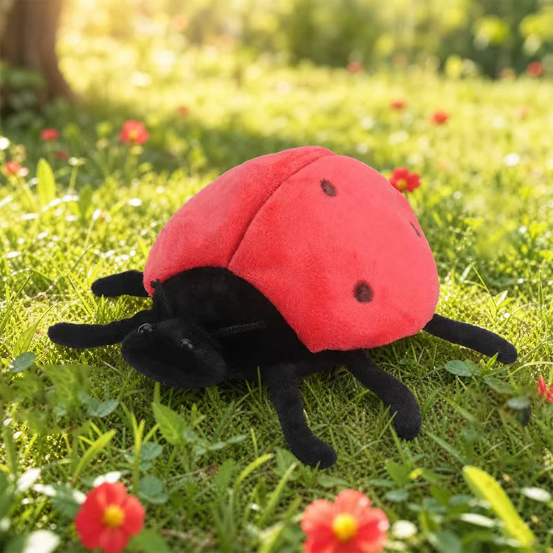 20CM Simulated Insect Plush Toy Funny Creative Stuffed Nature Theme Animal Seven-Spotted Ladybug Plushies Doll Kid Birthday Gift