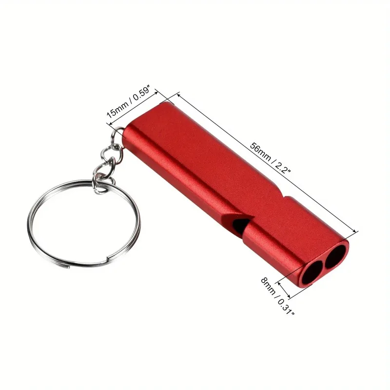 Portable Aluminum Alloy Keychain Double Tube Life Whistle Is A Convenient and Practical Outdoor Survival Tool for Small Items