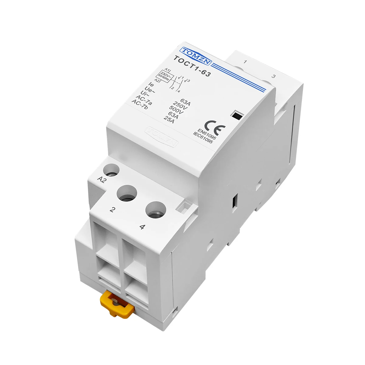 TOMZN TOCT1 2P 40A 63A 220V/230V 400V ~ 50/60 هرتز Din السكك الحديدية المنزلية التيار المتناوب وحدات المقاولين 2NO 1NO1NC 2NC
