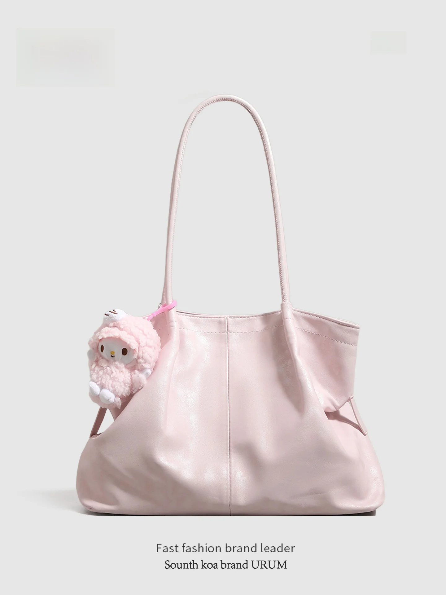 URUM Soft Leather Tote Bag Women's Commuter Work Handbag Large Capacity Casual Spring Single Shoulder Bag Macaron Trend