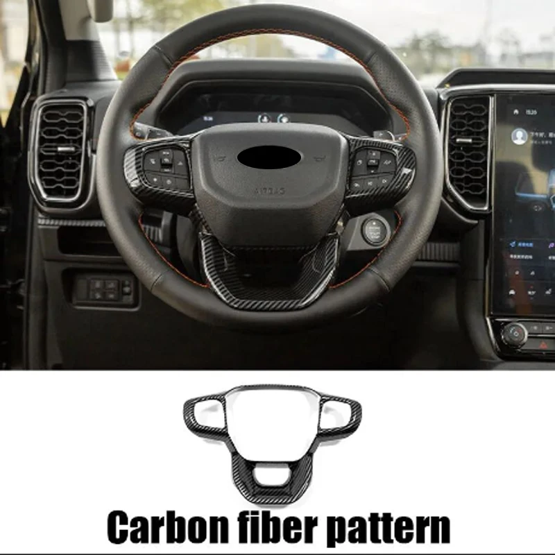 

Carbon Fiber Look Car Steering Wheel Cover Trim For Ford Ranger T9 2023+ Auto Accessories