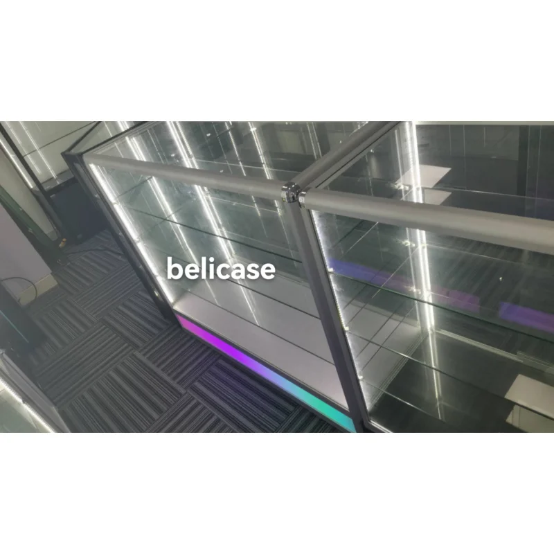 Customized.70inch Smoke Shop Store Fixture Display Adjustable Tempered Glass Shelves & Sliding Glass