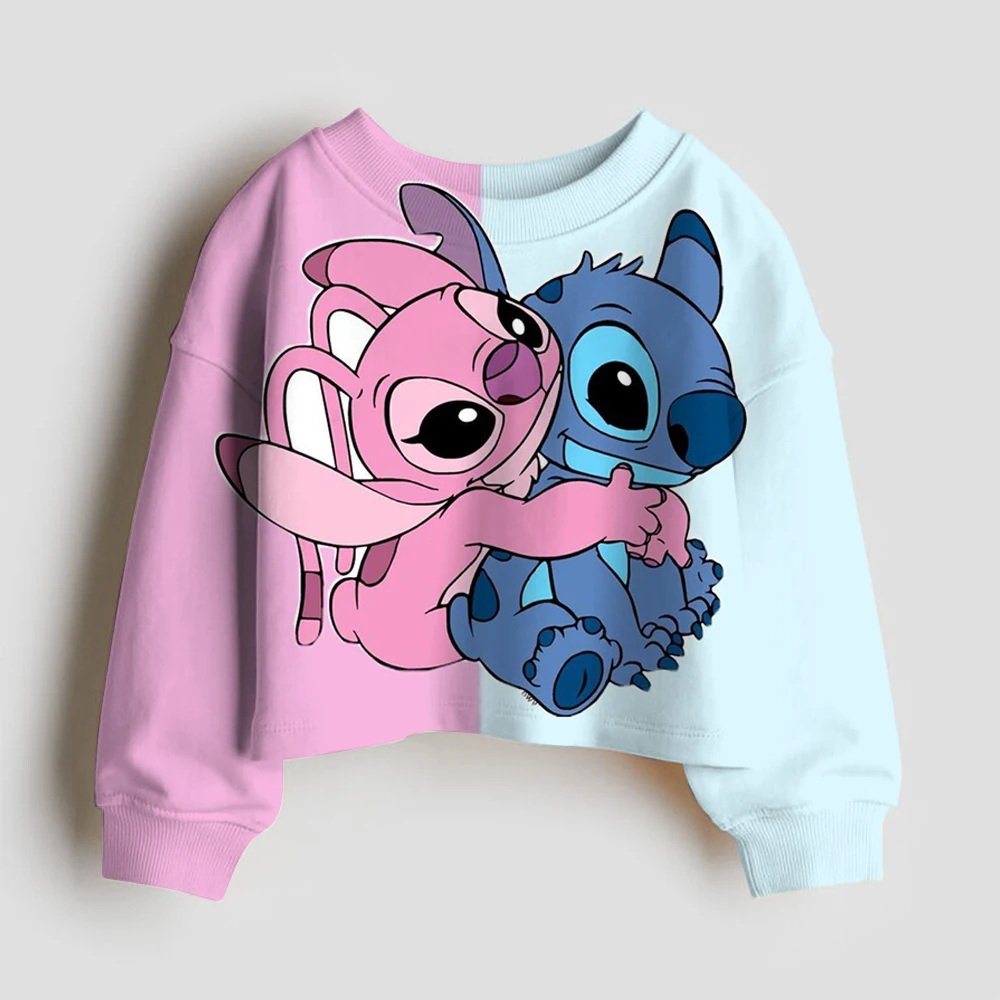 

Детский укороченный свитшот с принтом Disney Stitch на день рождения, топы с мультяшным принтом на день рождения, повседневные спортивные толстовки, детская праздничная одежда