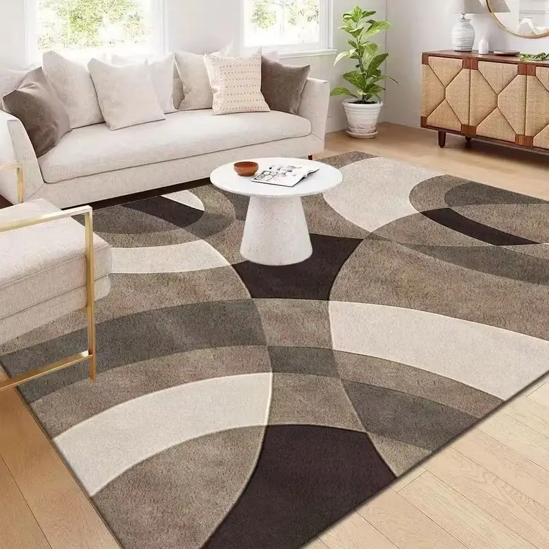 VIKAMA Abstract Area Rug Gray Black Spiral Curve Print Living Room Carpet Cozy Minimalist Soft Indoor Aesthetic Home Decor