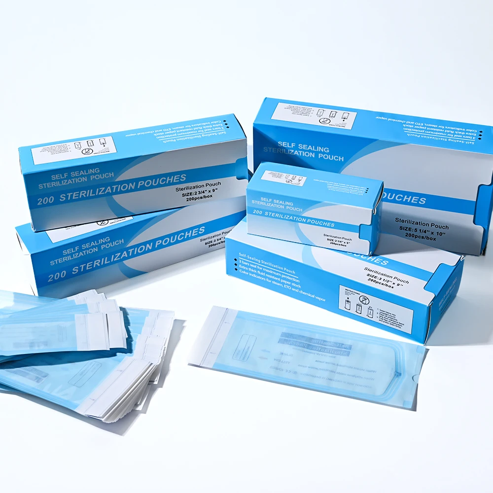 200 pçs/caixa arte do prego vazio esterilização sacos descartáveis 26*14cm auto-vedação