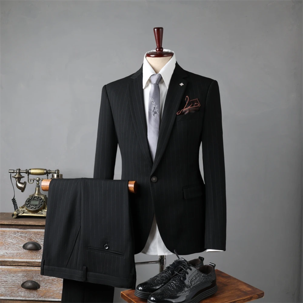Premium Office Business Men's Suit Set, Fashionable Notched Lapel Two Pieces Tuxedo, On Sale Outfit, Elegant Charming Groom Wear