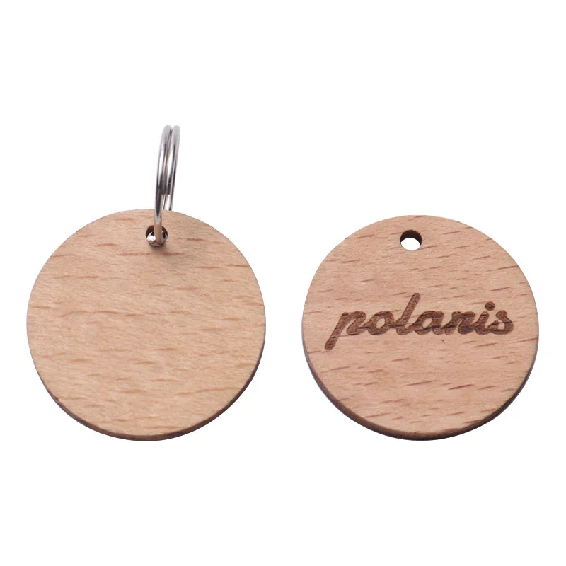 Wholesale 20/50/100Pcs Wood Dog ID Tag Bone Personalized Puppy Nameplate Anti-lost Round Name Tags For Dogs Keyrings Engraving