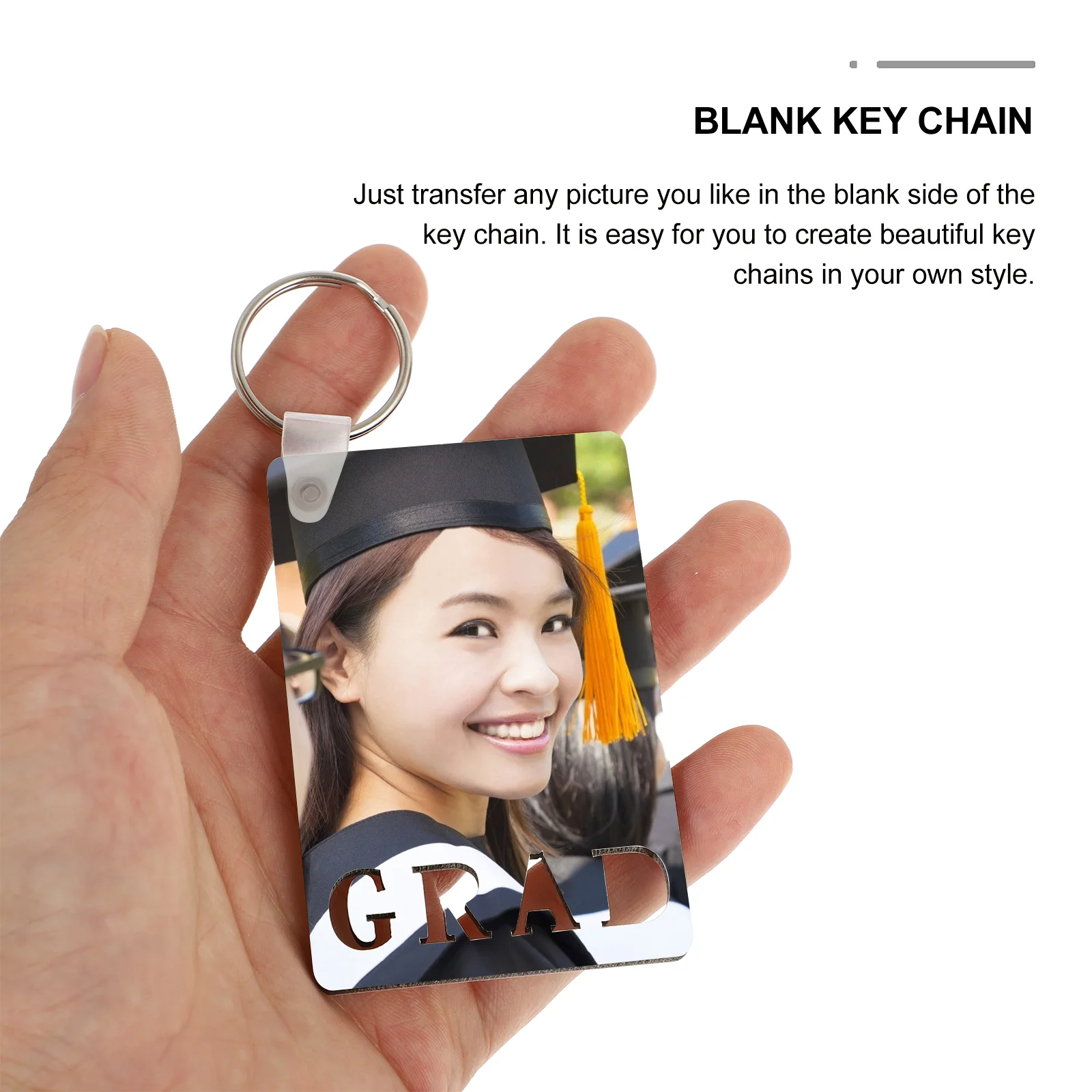 12 Pcs Graduation Keychain Sublimation Blank Ring Keyring Keychains Wooden Heat Transfer Lovers