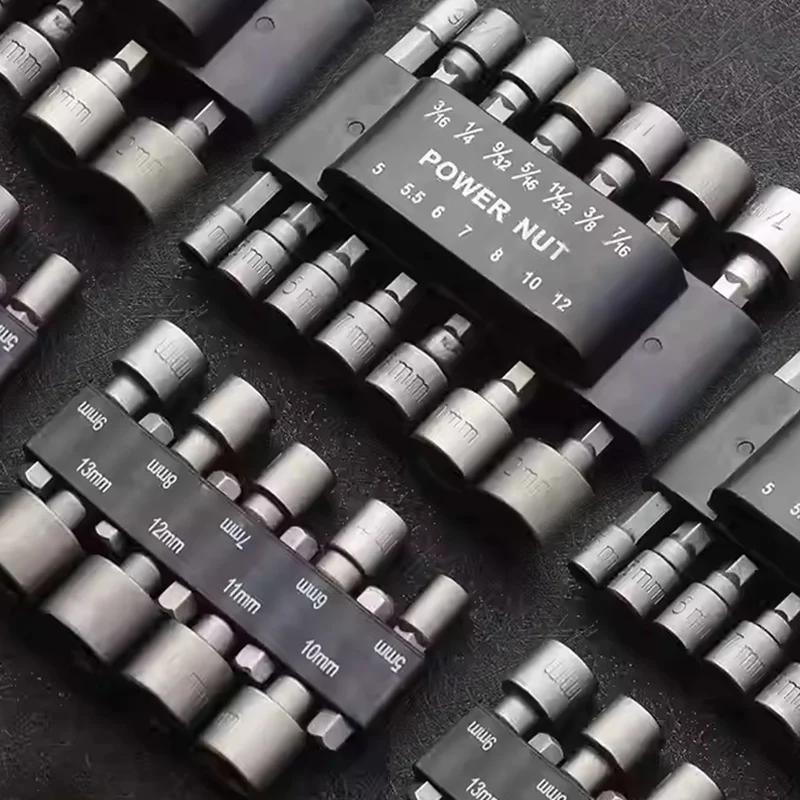 

9/14Set Powerful Hexagon Wrench Nut Driver Drill Bit Socket Drill Bit Nut Driver Set Hexagonal Handle Screwdriver Hand Tool Set