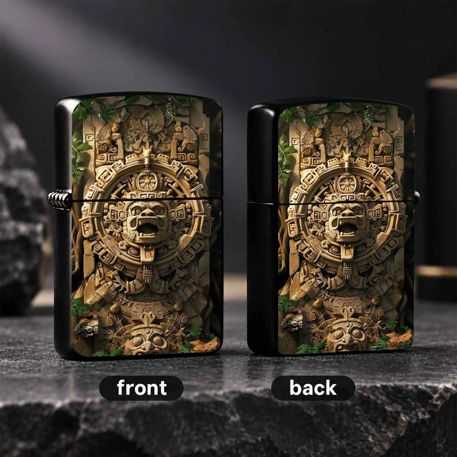 Vintage Aztec SunTotem Lighter, Rainforest Ancient CivilizationCarving Relief Style, Stylish Portable Daily Carry Item, Ideal for Outdoor Camping Travel Scenes, Unique Creative Gift for Culture E A Humorous And Interesting Lighter