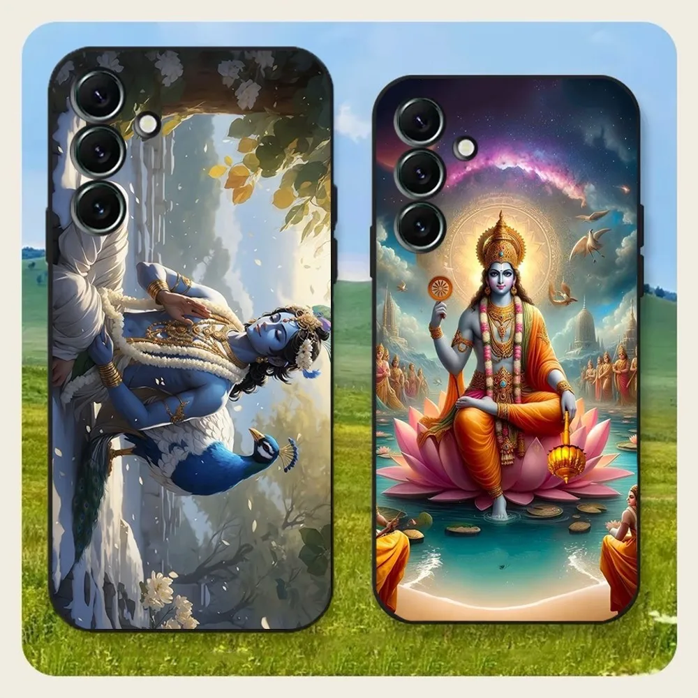 Vishnu Hare Krishna Phone Case For Samsung Galaxy A20,A21s,A22,A31,A32,A52,A53,A72,73,A80,A91Soft Black Cover