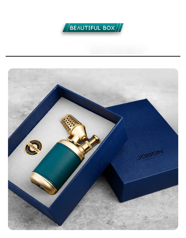 JOBON Multi-function Strong Gun Lighter Windproof Blue Flame One-touch Lock Fire Retro Appearance Design Cigar Lighter