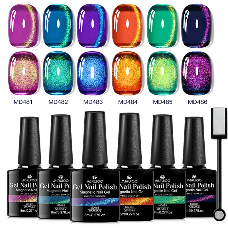 

7 шт., набор магнитных гель-лаков для ногтей с цветным камнем и котом, сверхмощный блестящий полуперманентный замачиваемый УФ-гель-лак, принадлежности для ногтей