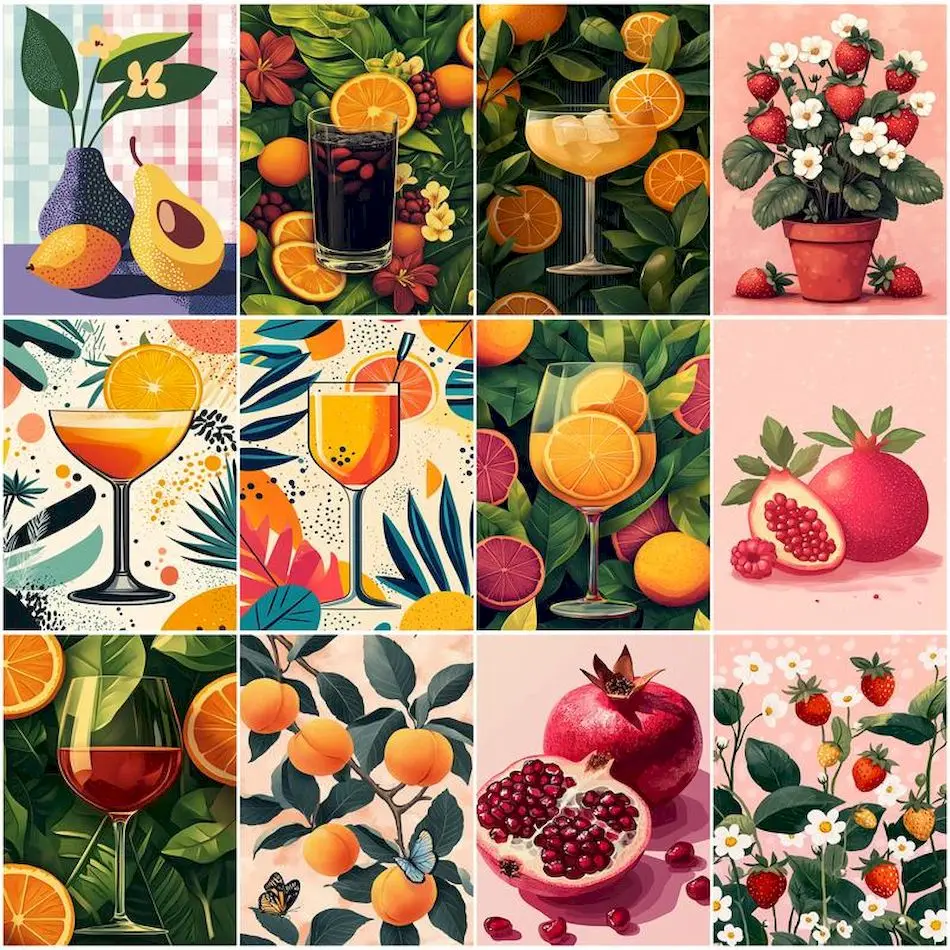 

RUOPOTY Simple Painting By Numbers fruit drinks For Beginner Easy For Beginner Markers By Numbers Acrylic Diy Crafts Gifts Set