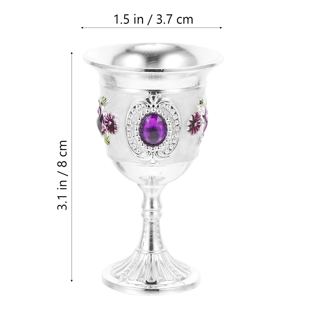 2 Pcs Alloy Goblet Cup Unique Flower Pattern Retro Style Metal Liquor Glass Elegant Drink naments Safe Reliable Easy Clean