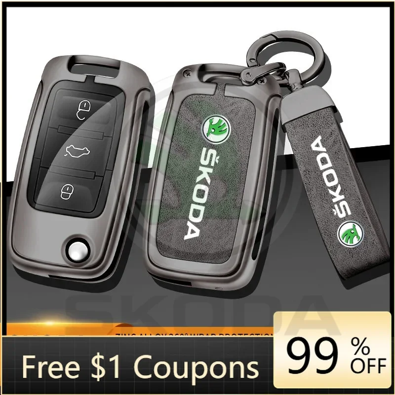 

Car Stickers 2025 Hot Car Flip Remote Key Fob Case Cover Protector Shell Bag For Skoda Octavia A5 A7 Fabia Superb Kodiaq Karoq K