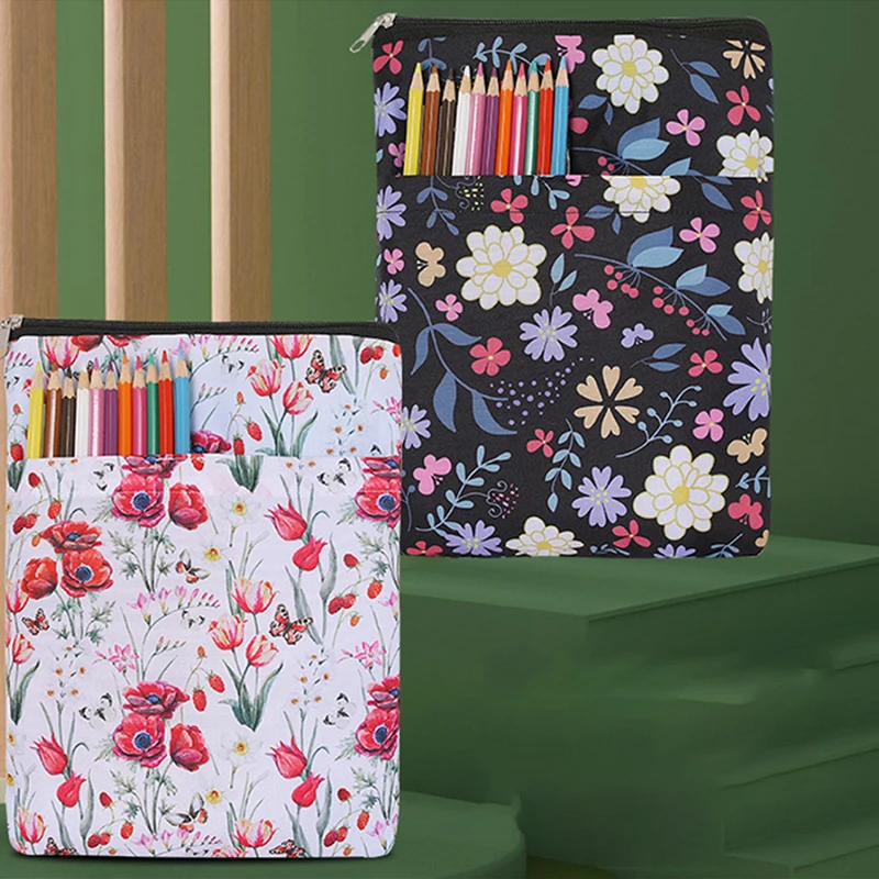 1pc Book Sleeves Flowers Book Protector Book Covers for Paperbacks Washable Cloth Book Cover with Zipper and Extra Sleeve Pocket