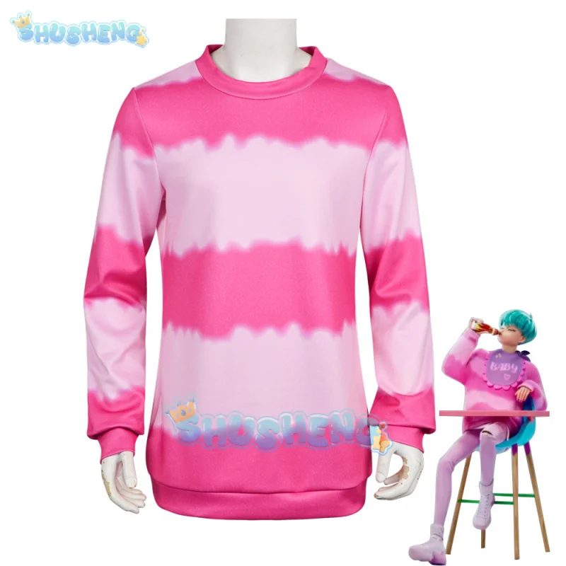 Anime KPop Demon Hunters Saja Boys Baby Saja Costume Cosplay Uniforme a maniche lunghe a righe rosa Festa di Halloween per donne Uomini
