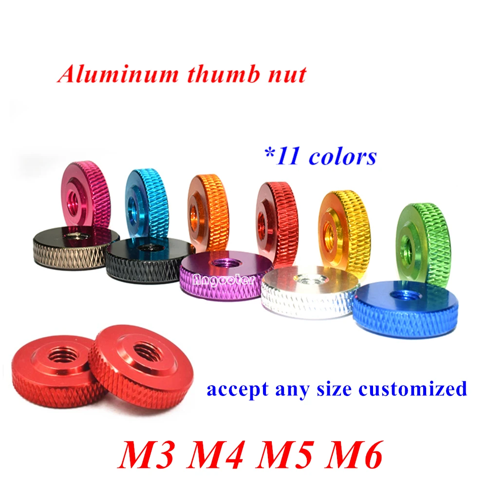 10/5pcs M3 M4 M5 M6 Colourful Aluminum alloy Knurled Thumb Nut Hand tighten nut w/ collor Screw Spacer washer for FPV RC Model