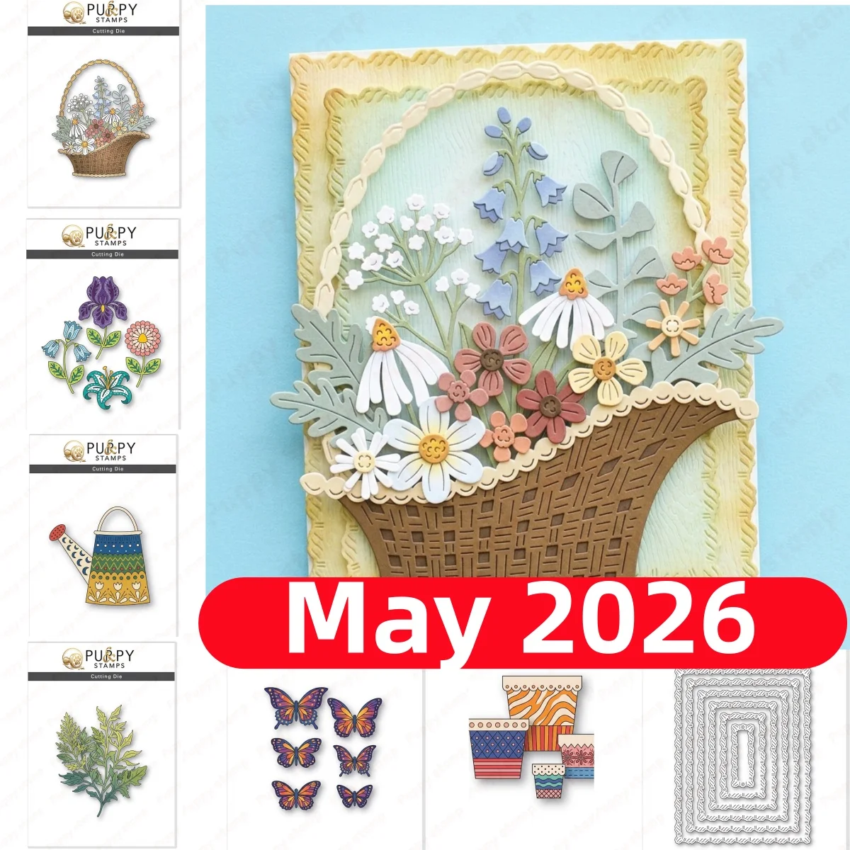 May 2026 Garden Watering Can Flower Basket Metal Cutting Dies for DIY Making Card Scrapbook Embossed Craft Template Decoration
