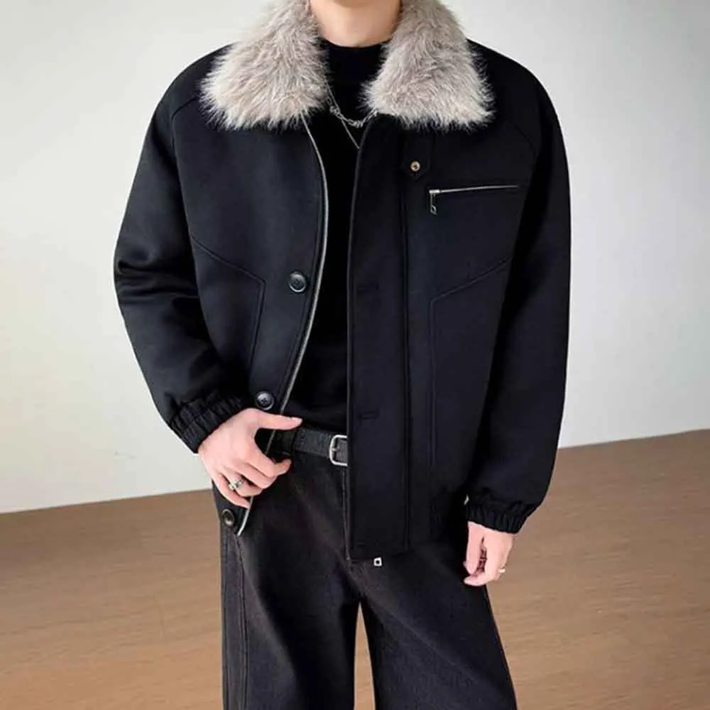 

2025 Winter New Men's Solid Color Long-Sleeved Jacket American Retro Fashion Trendy High Street Casual Loose Niche Men's Top