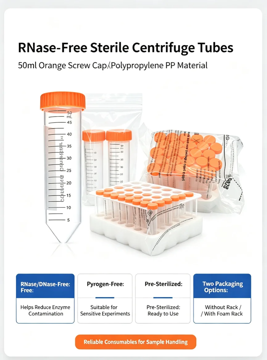 High Quality Sterile RNase‑DNase Free Centrifuge Tubes 15ml 50ml 250ml 500ml PP Laboratory Sample Storage Tubes