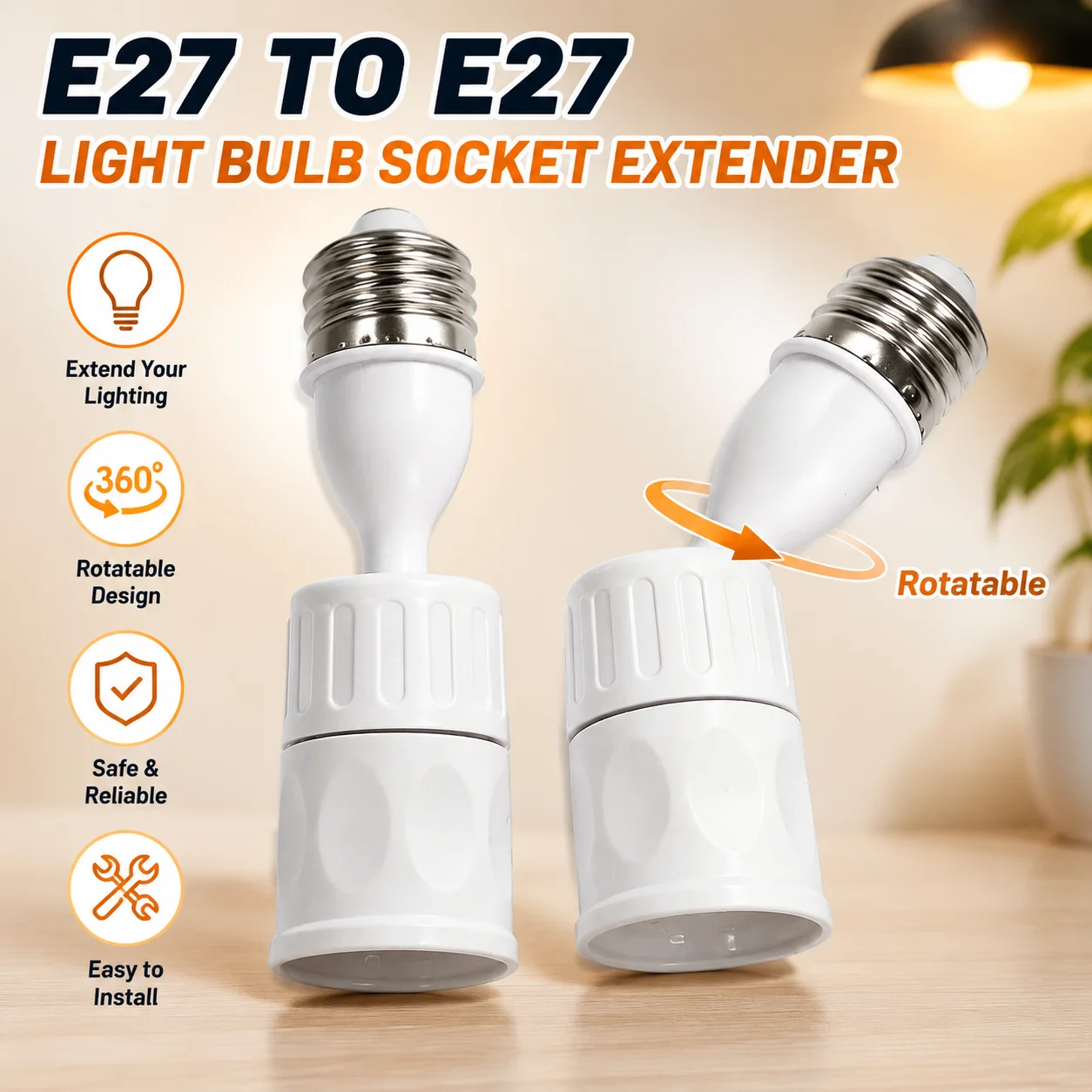 Universal E27 To E27 Light Bulb Socket Extender 360 Degree Rotatable Flexible Extension Light Bulb Base Adapter Converter