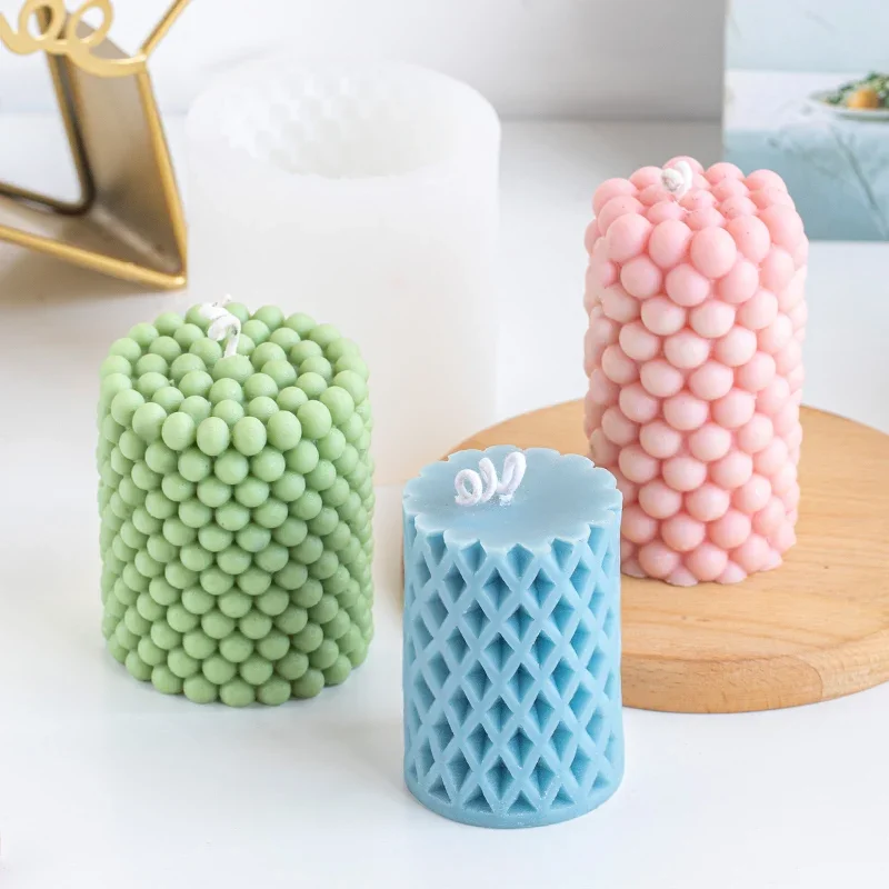 Bubble Cylindrical Silicone Candle Pillar Molds Creative Nordic DIY Handmade Aromatherapy Gypsum Candle Molds for Candle Making